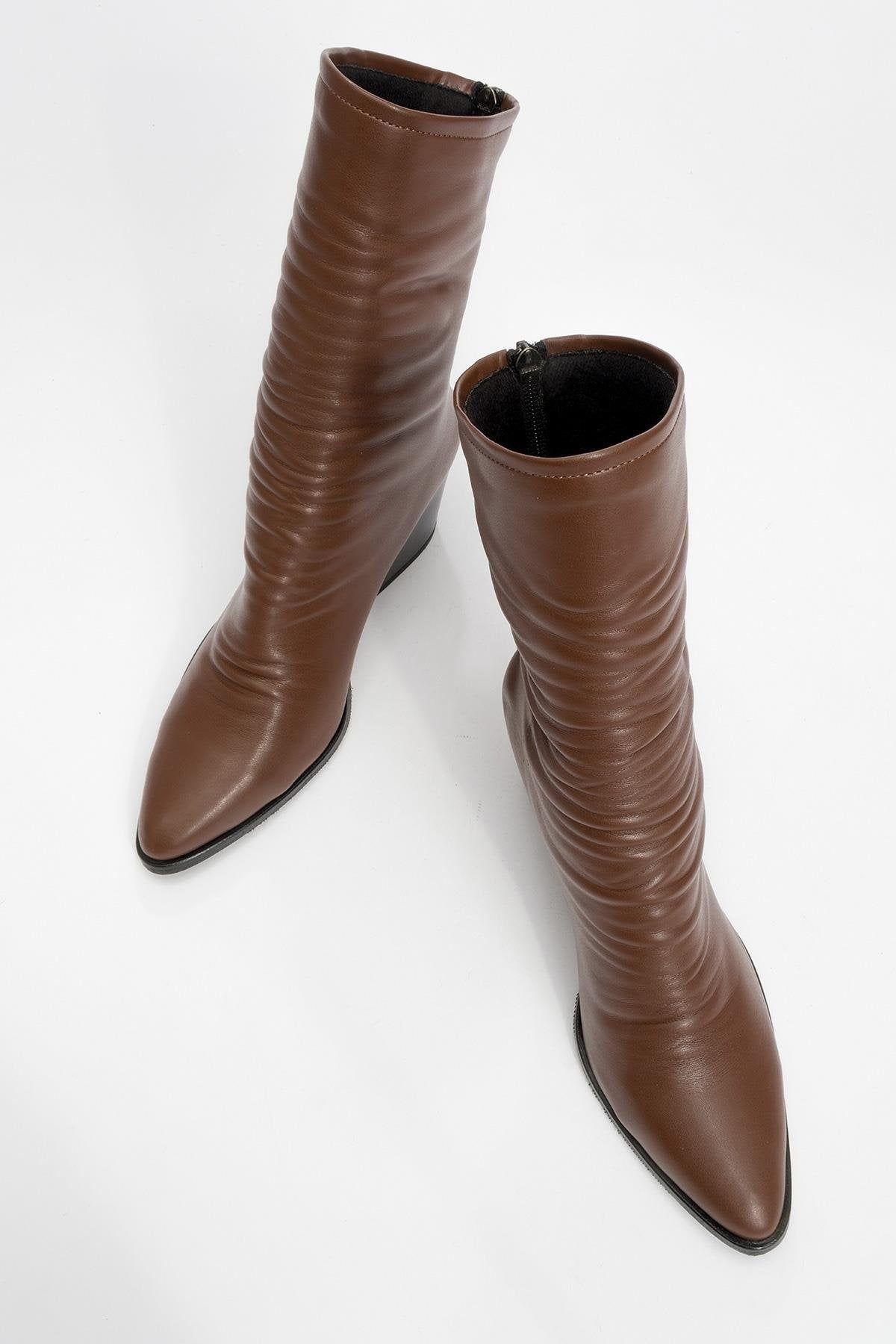 Laval - Cognac Back-Zip Chunky Heel Boot (Women)