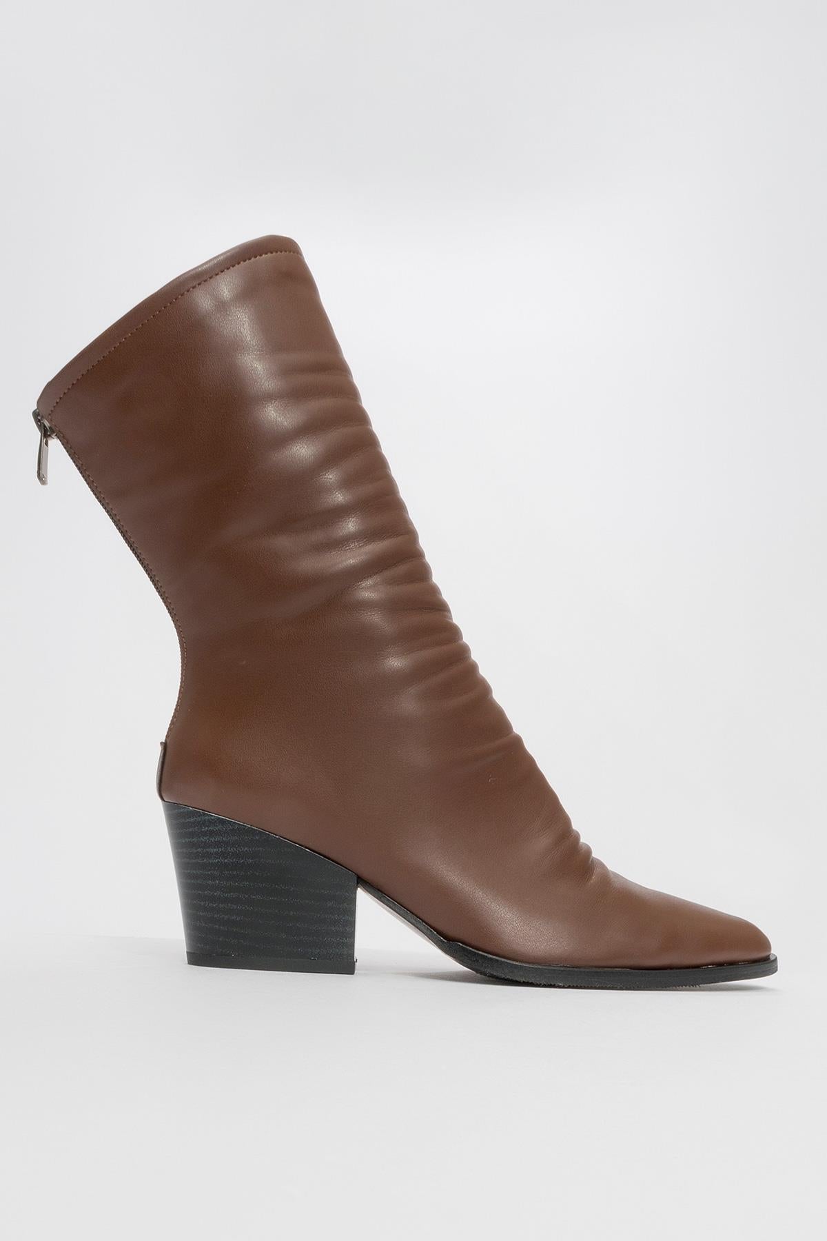 Laval - Cognac Back-Zip Chunky Heel Boot (Women)