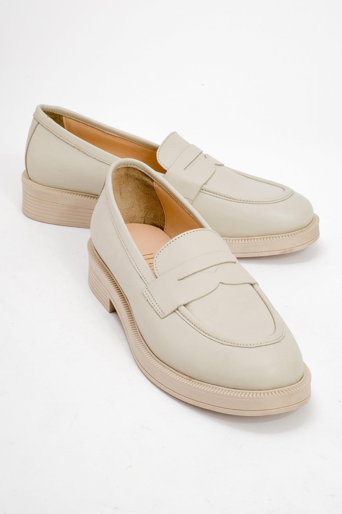 Bree - Off-White Genuine Leather Loafer Shoe (Women)
