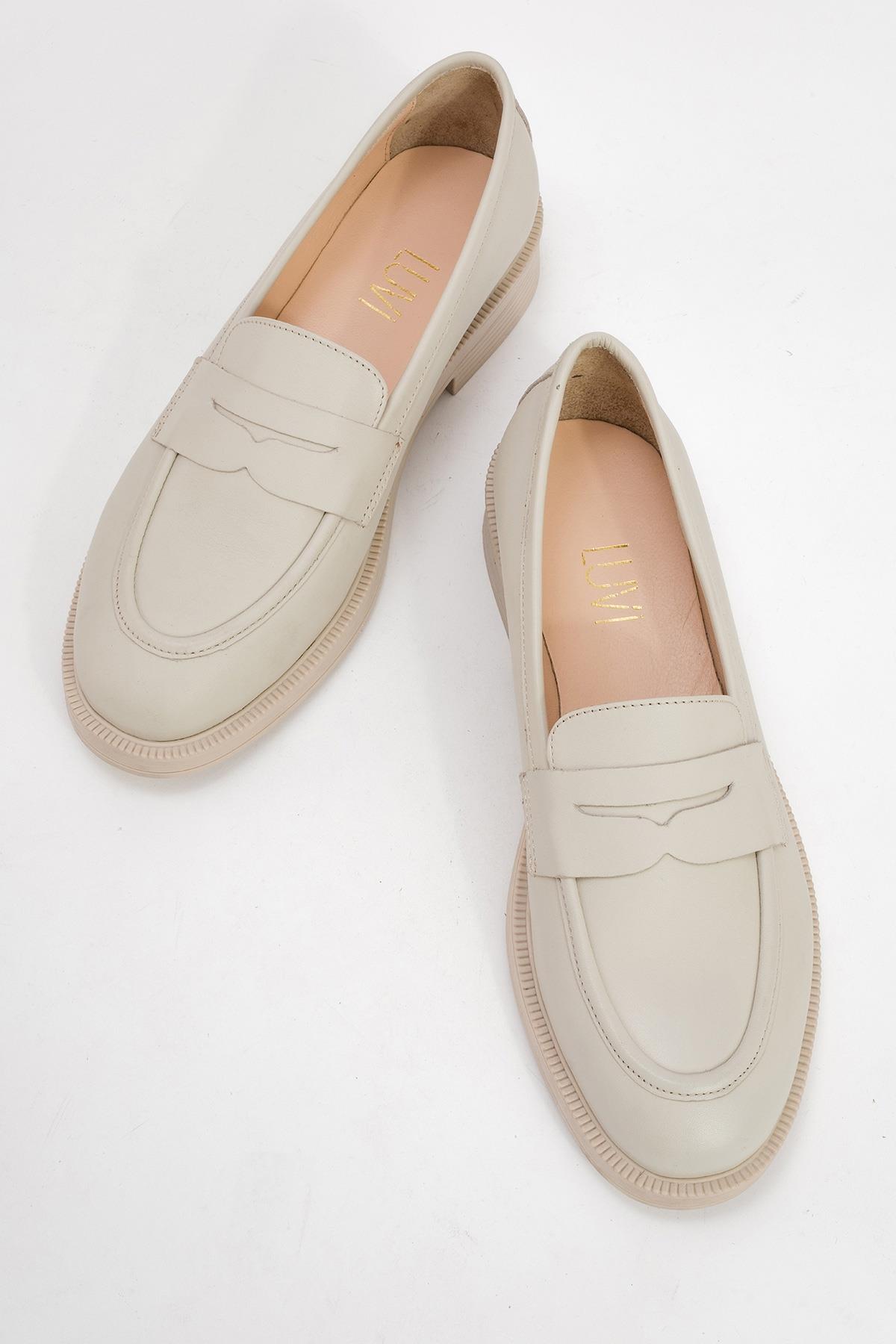 Bree - Off-White Genuine Leather Loafer Shoe (Women)