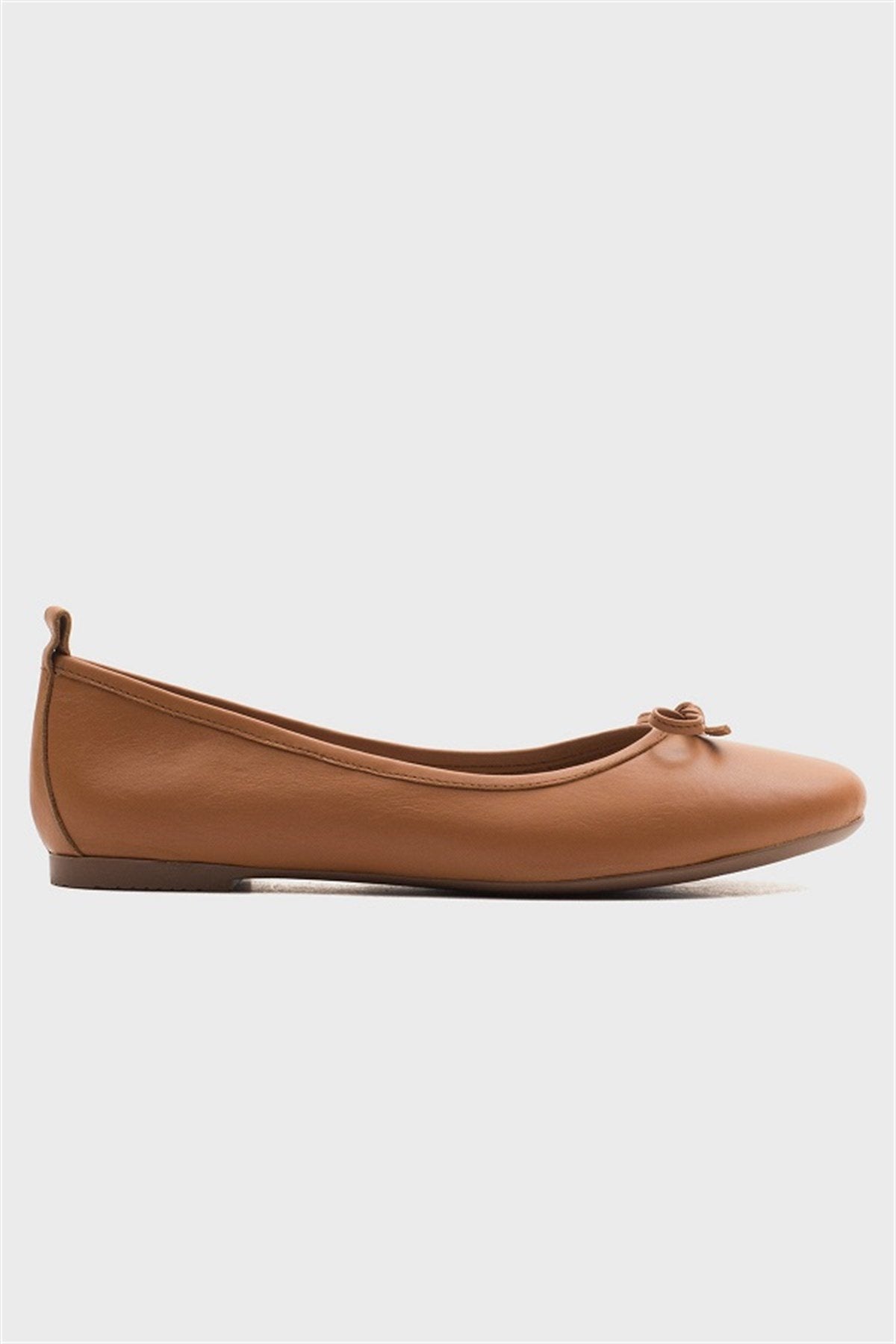 Florence - Cognac Brown Leather Ballerina Flats