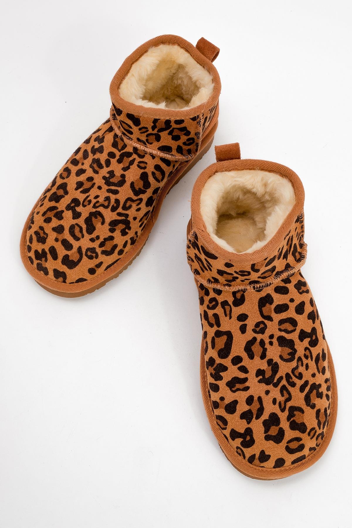 ZAZ Cognac Brown Leopard Leather Boot (Women)