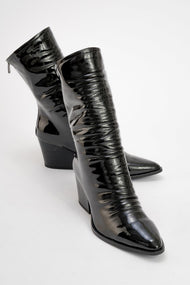 Laval - Black Patent Block Heel Boot (Women)
