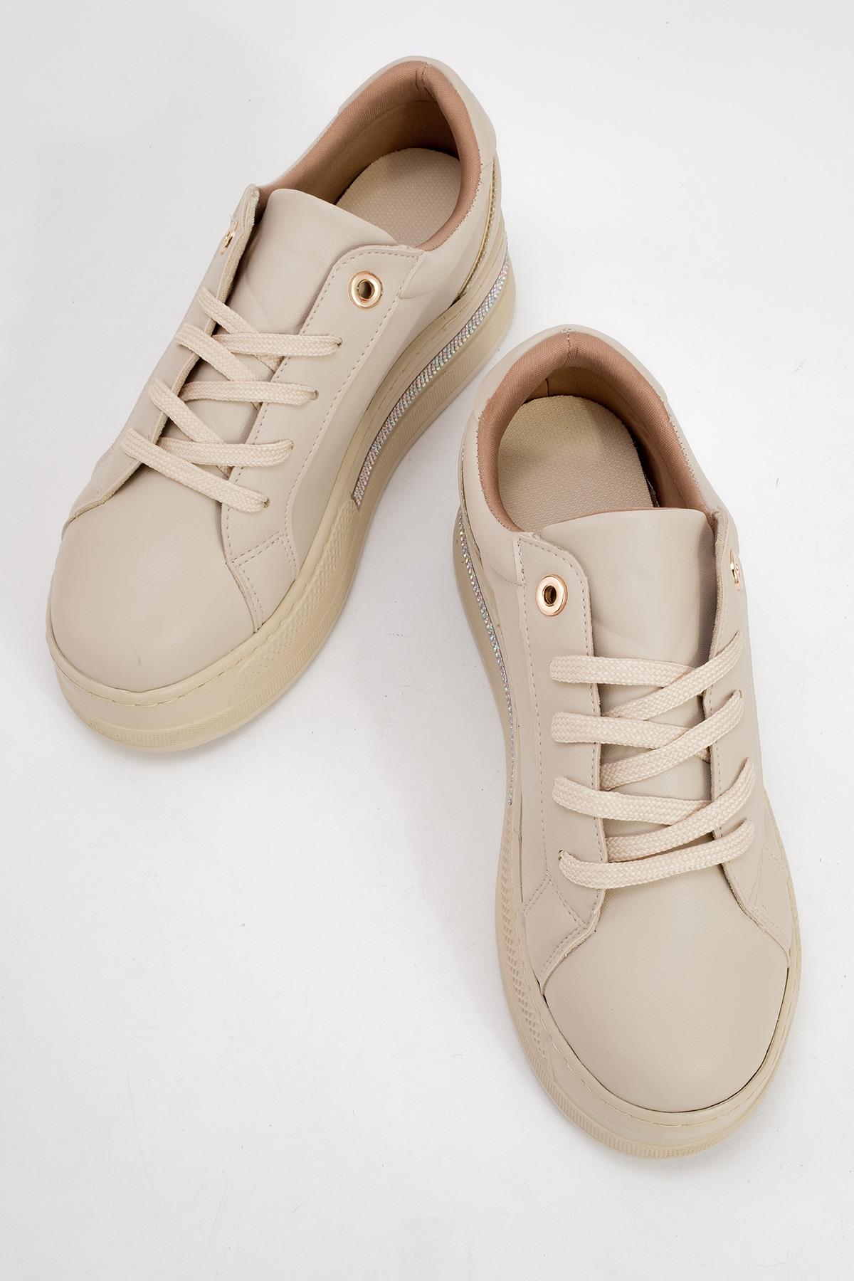 Poem - Beige Embellished Chunky Platform Sneaker (Women)