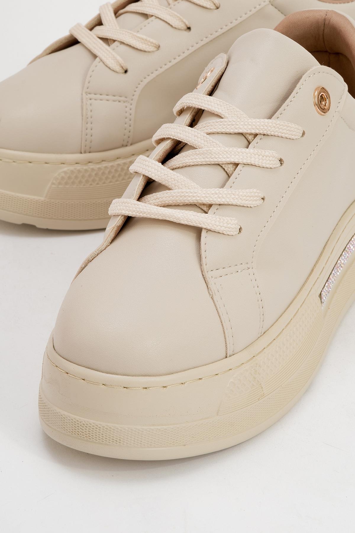 Poem - Beige Embellished Chunky Platform Sneaker (Women)