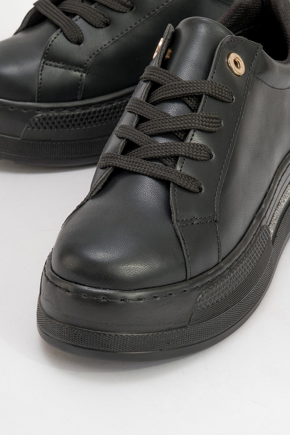 Poem - Black Embellished Chunky Platform Sneaker (Women)