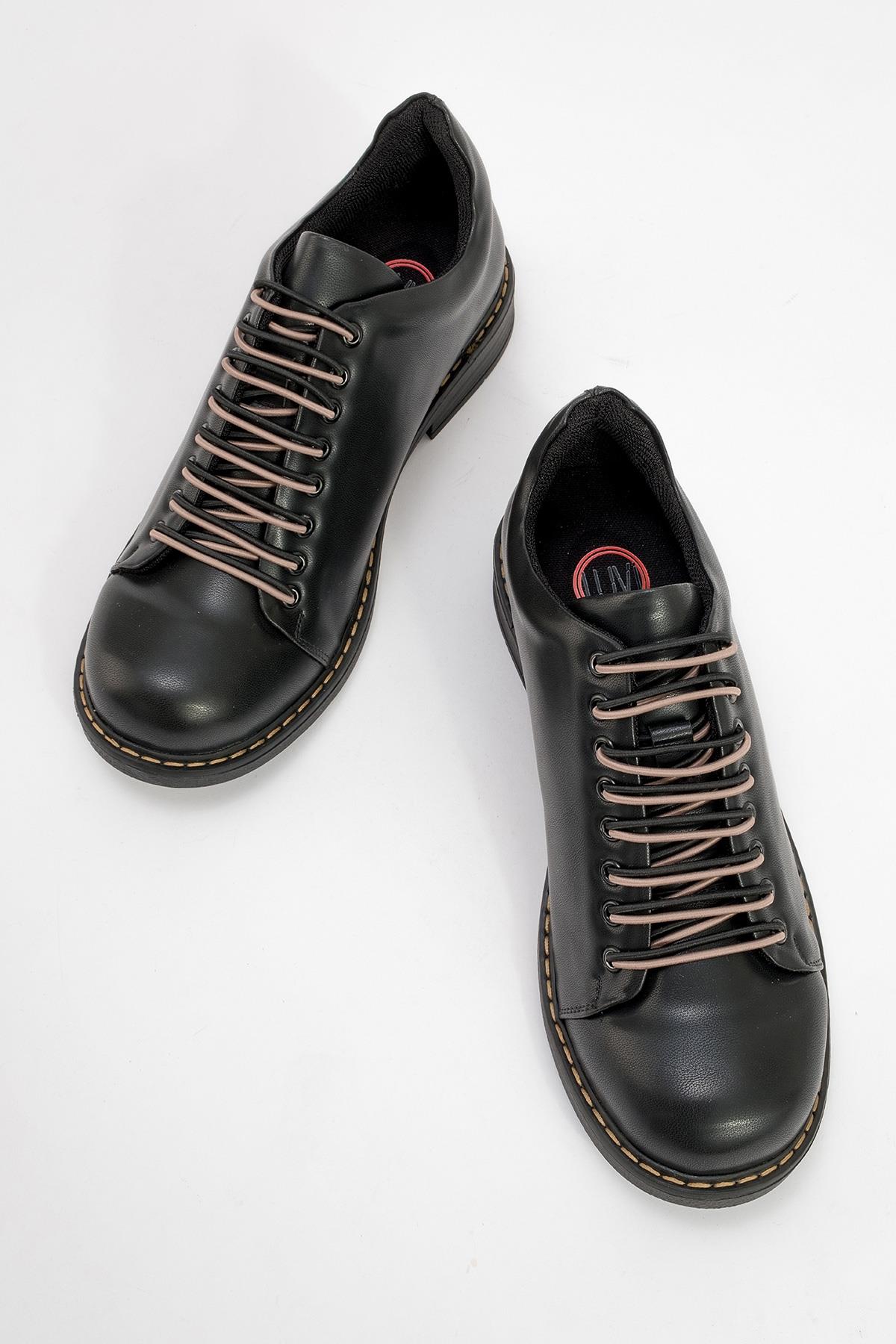 Festy - Black Elastic Lace-Up Everyday Shoe (Women)