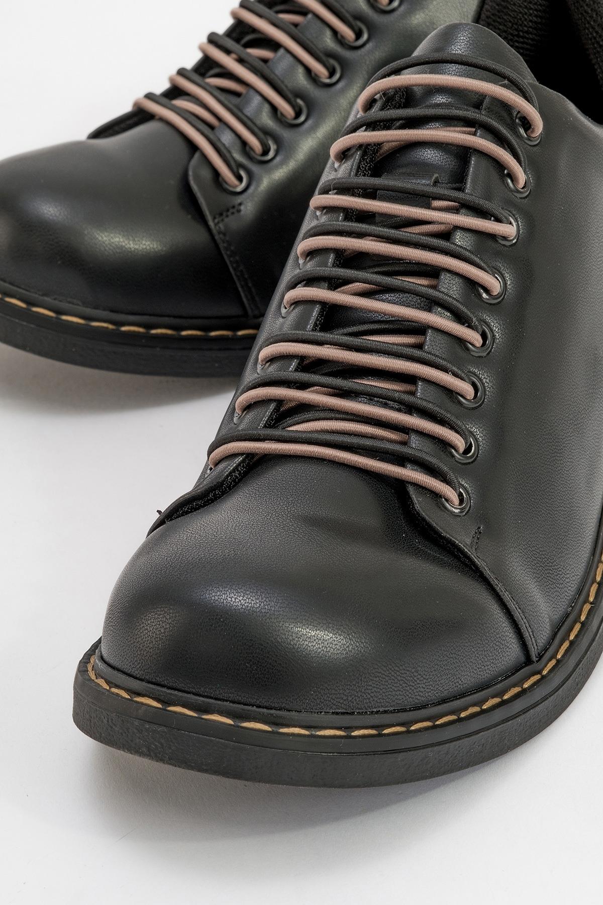 Festy - Black Elastic Lace-Up Everyday Shoe (Women)