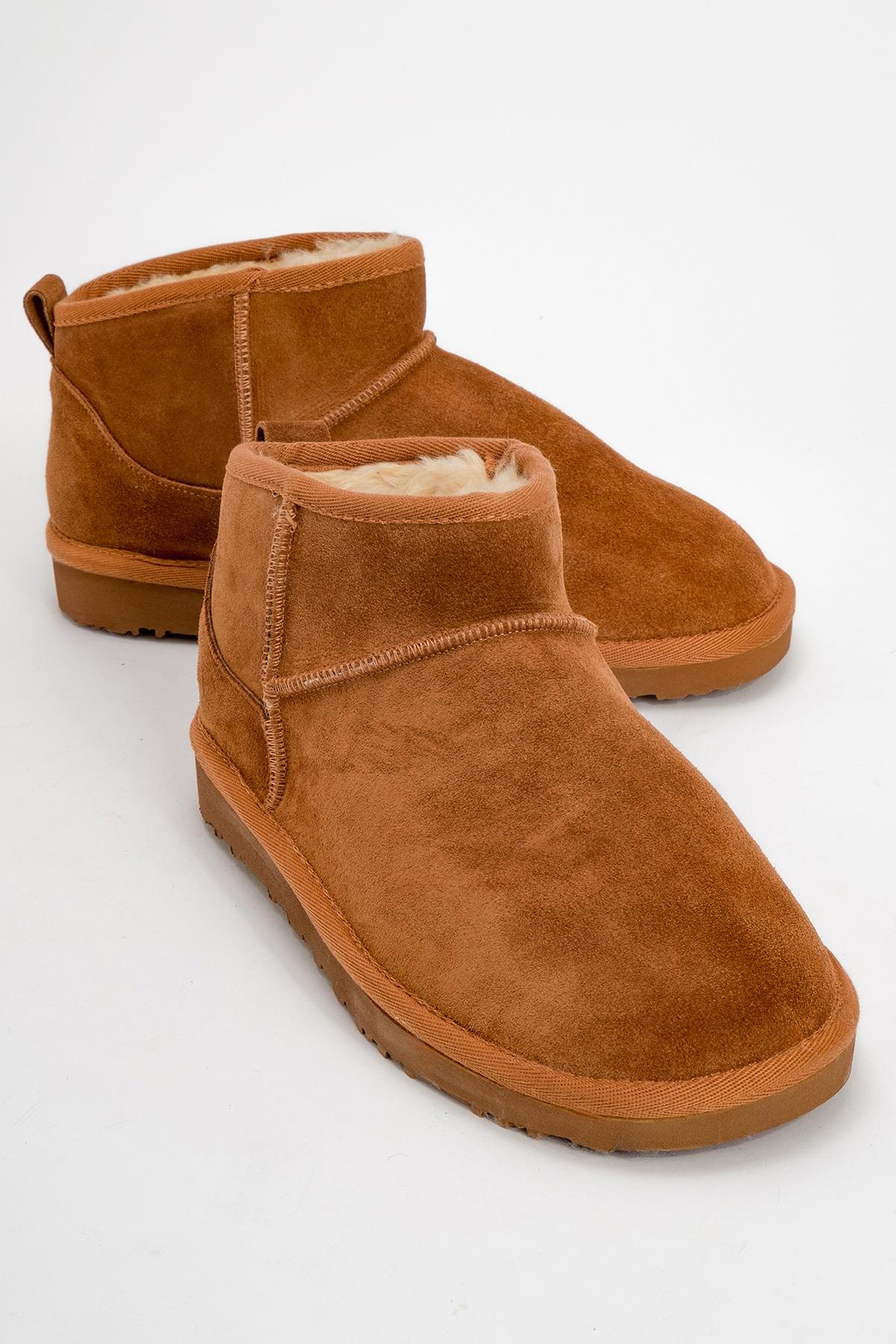 Pair Cognac Beige Suede Leather Ankle Boot (Women)