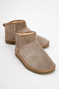 Pair Beige Suede Leather Ankle Boot (Women)