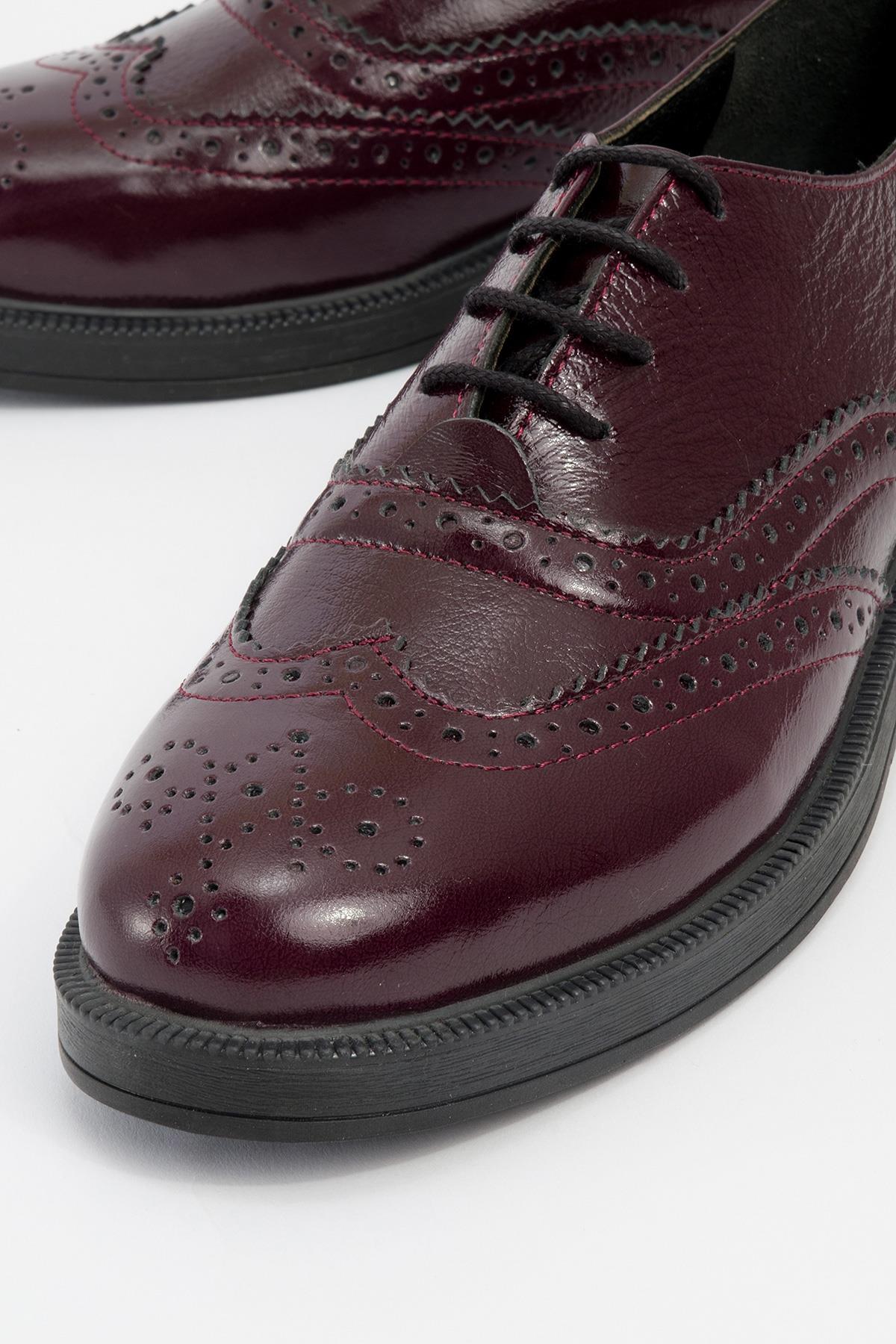 Avra - Burgundy Patent Leather Oxford Shoes (Women) Burgundy 9 Avra - Burgundy Patent Leather Oxford Shoes (Women) Burgundy 9