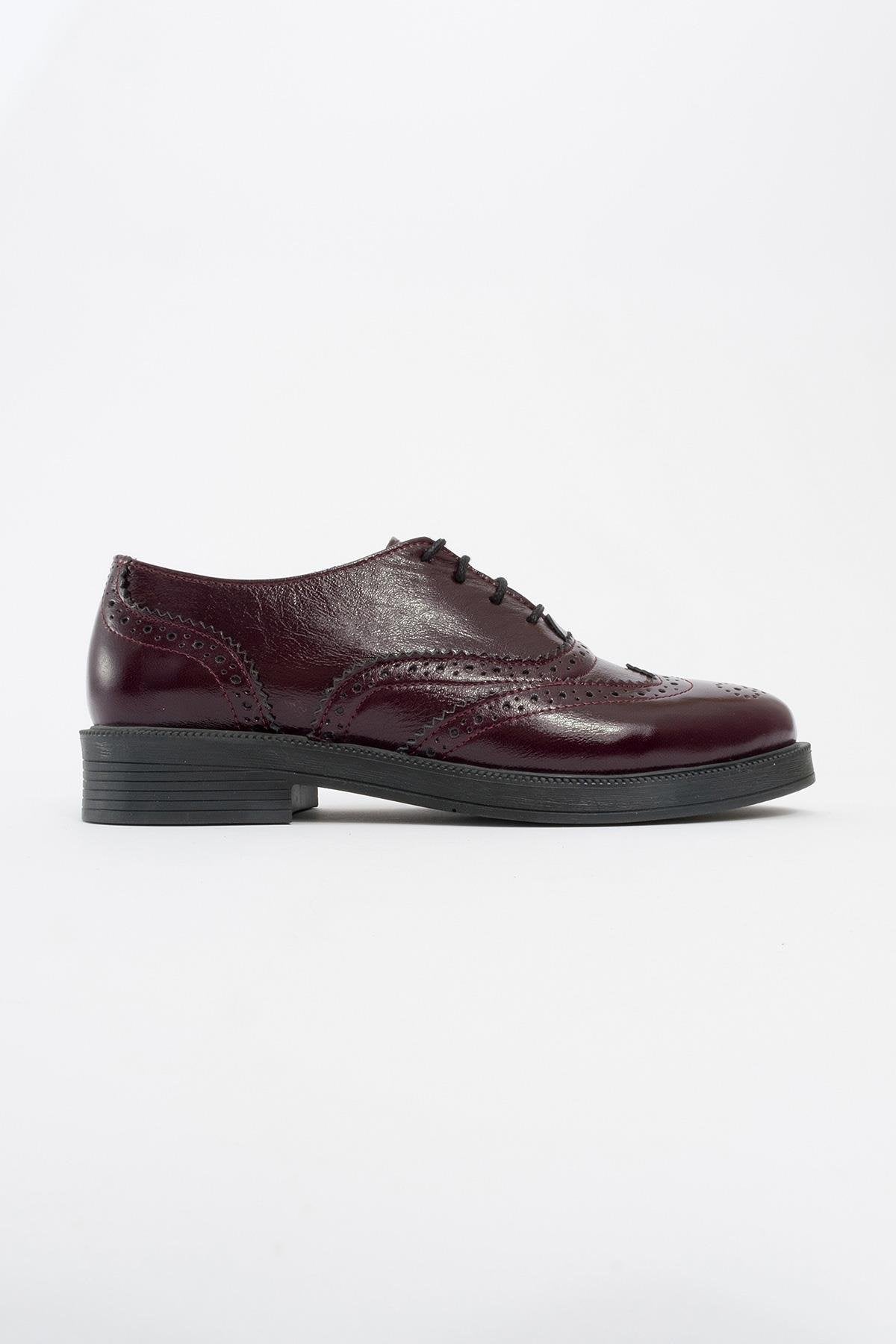 Avra - Burgundy Patent Leather Oxford Shoes (Women) Burgundy 9 Avra - Burgundy Patent Leather Oxford Shoes (Women) Burgundy 9