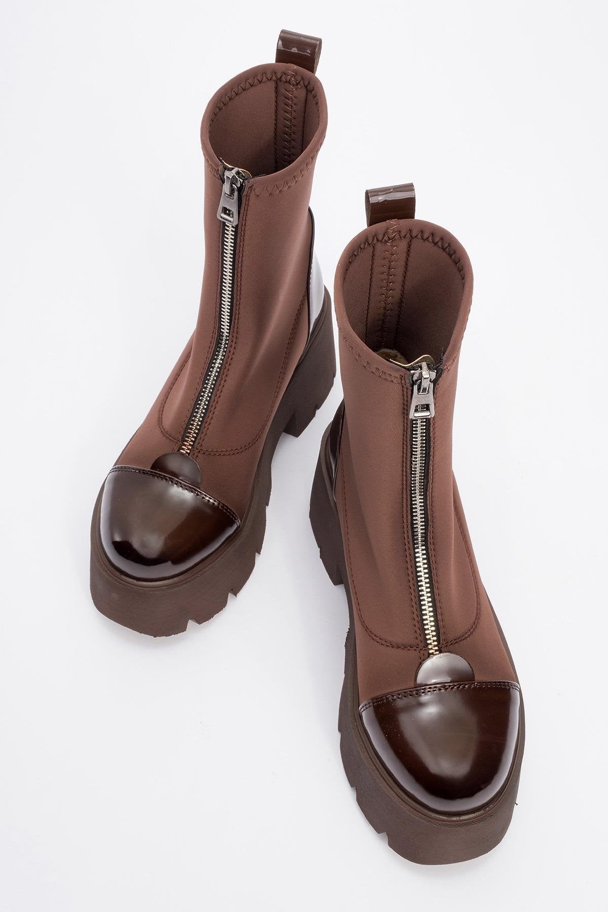 Bray Brown Patent Chunky Boot (Women)