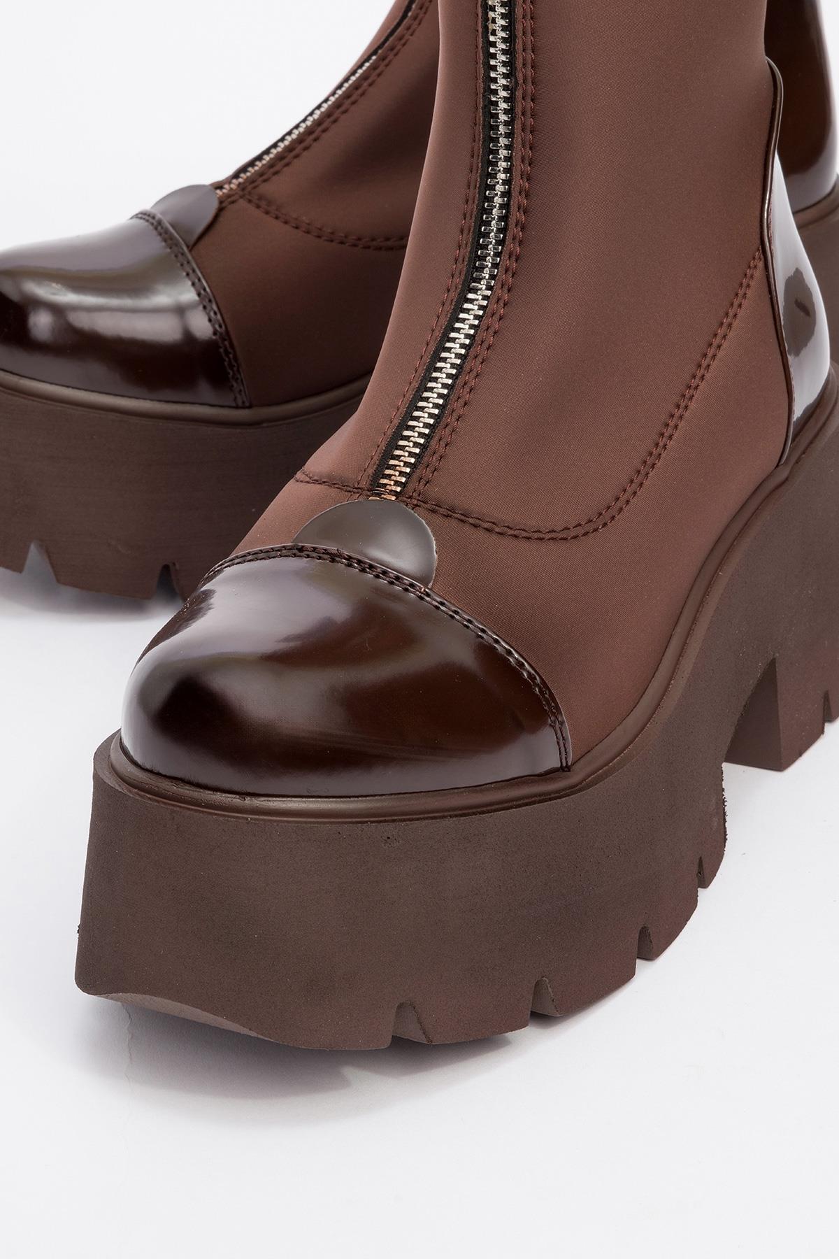 Bray Brown Patent Chunky Boot (Women)
