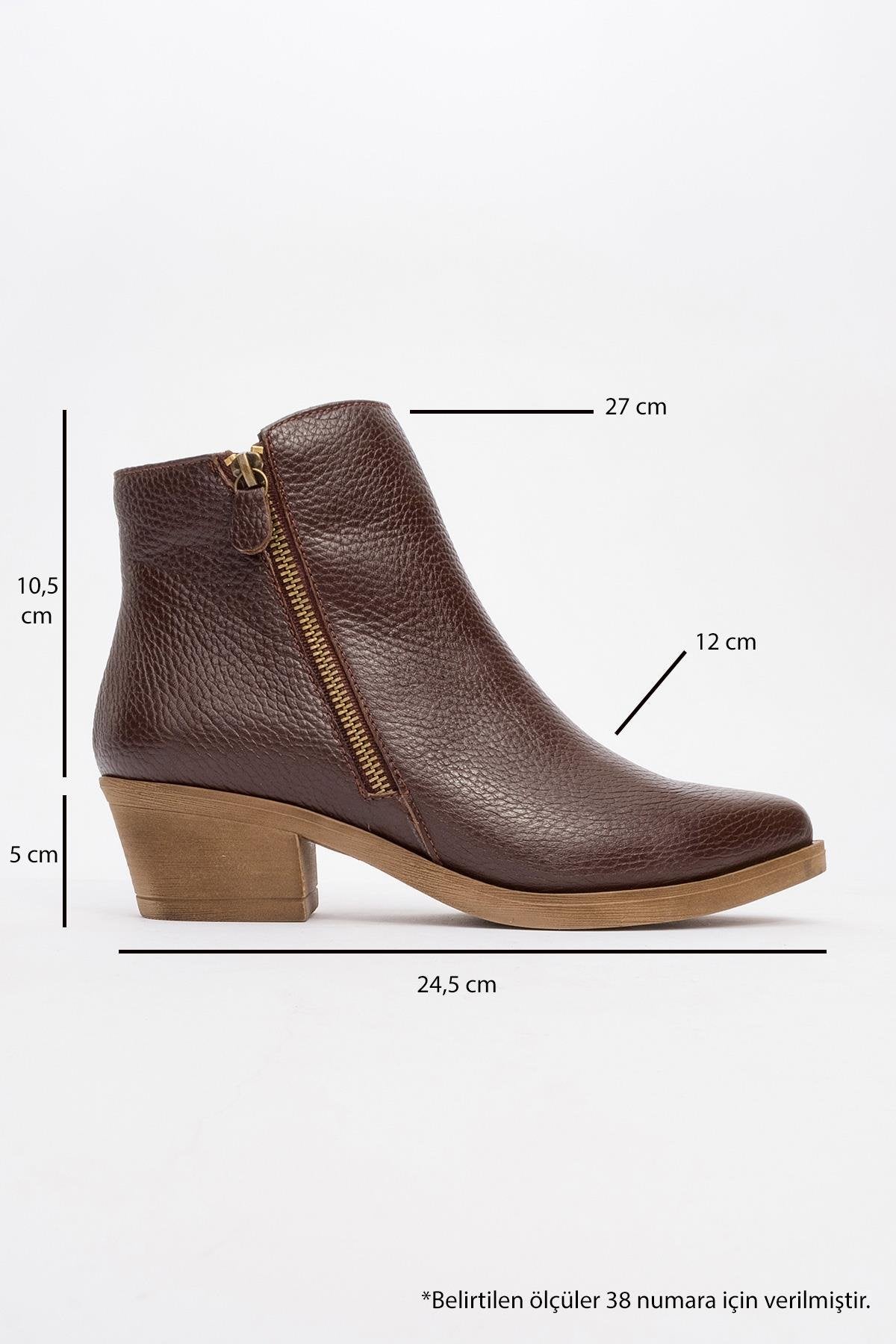 JAYER Brown Leather Double-Zip Block Heel Boot (Women)