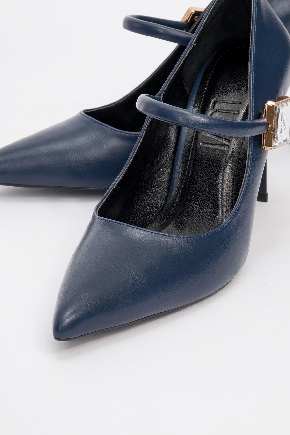 Pattaya - Navy Stone-Embellished Stiletto Pump (Women)