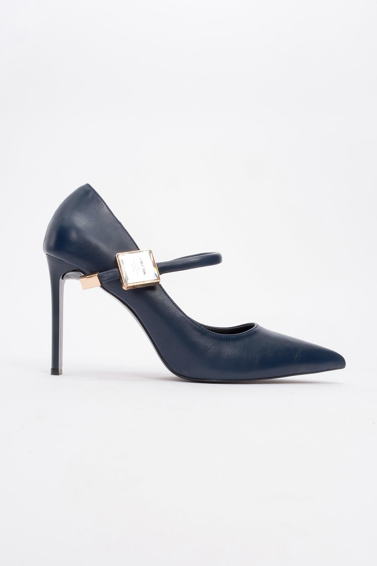 Pattaya - Navy Stone-Embellished Stiletto Pump (Women)