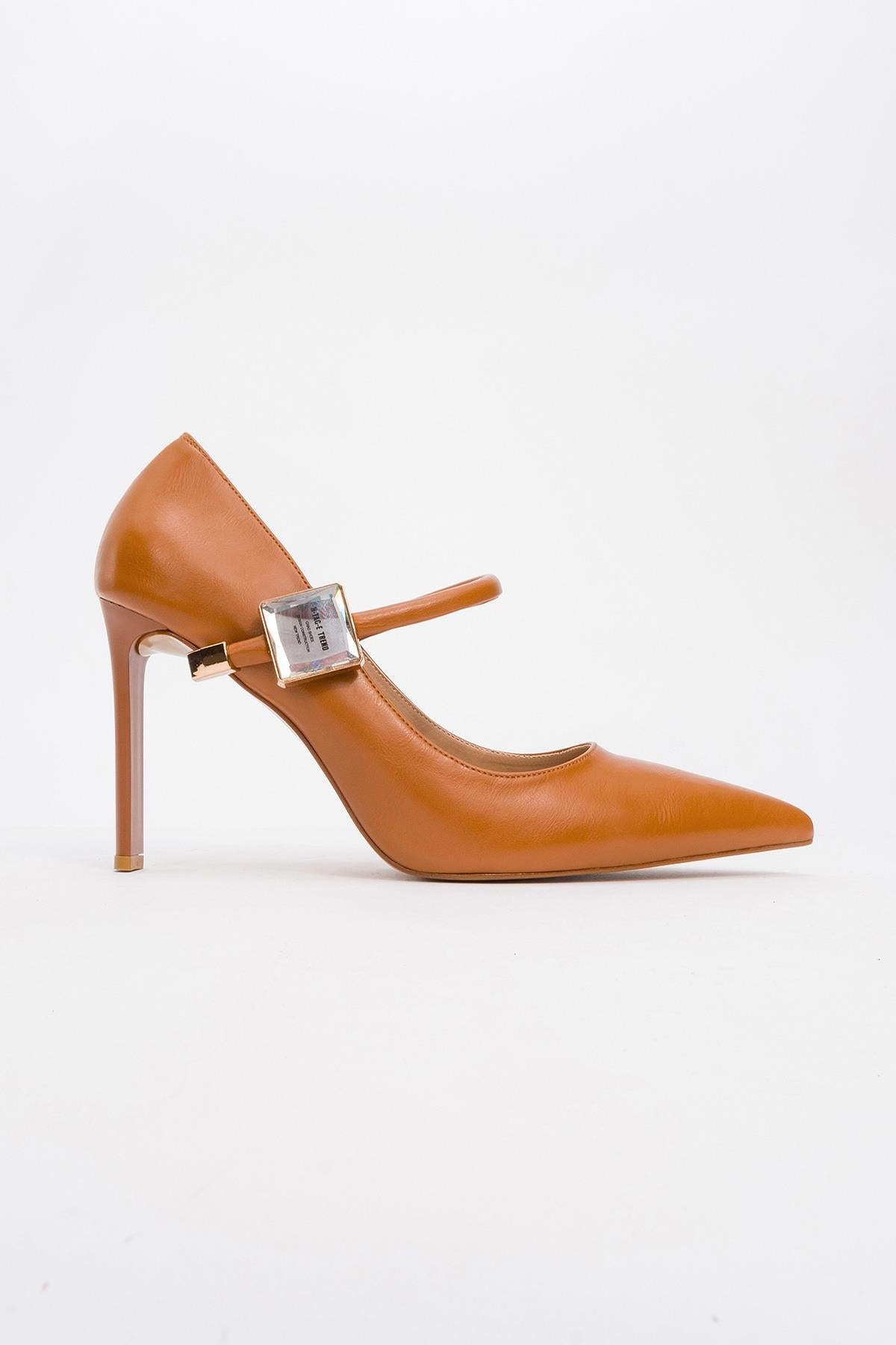 Pattaya - Cognac Stone-Embellished Stiletto Pump (Women)
