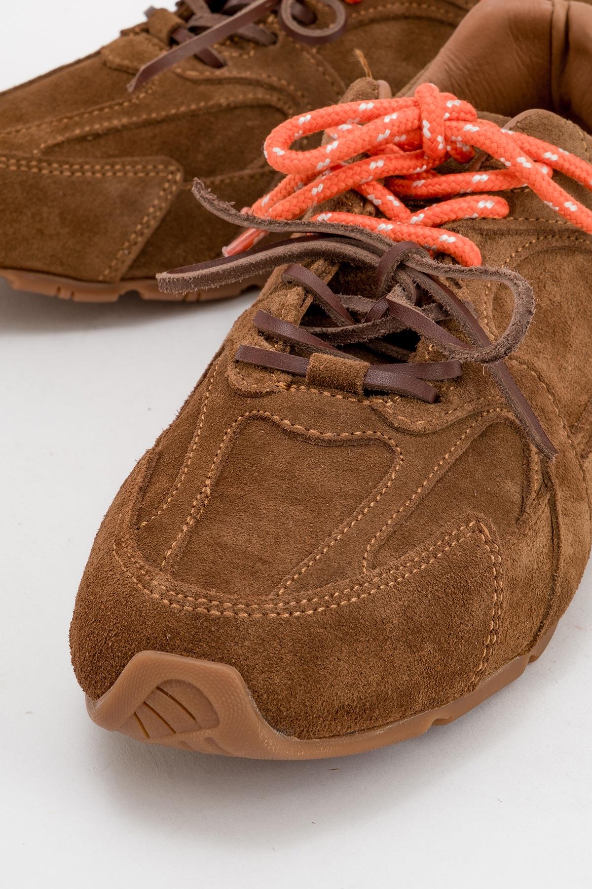 Selena - Cognac Brown Suede Leather Sneakers (Women)