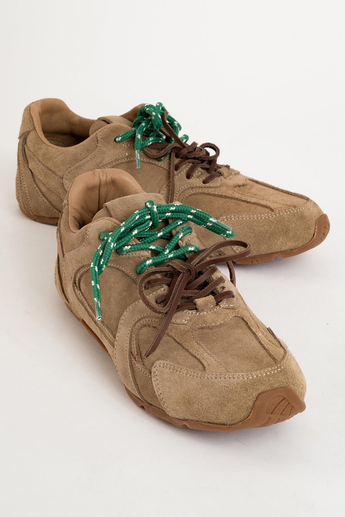 Selena - Dark Beige Suede Leather Sneakers (Women)