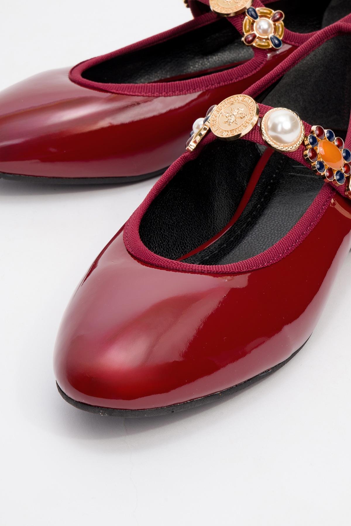 Lauras - Burgundy Patent Embellished Ballet Flat (Women)
