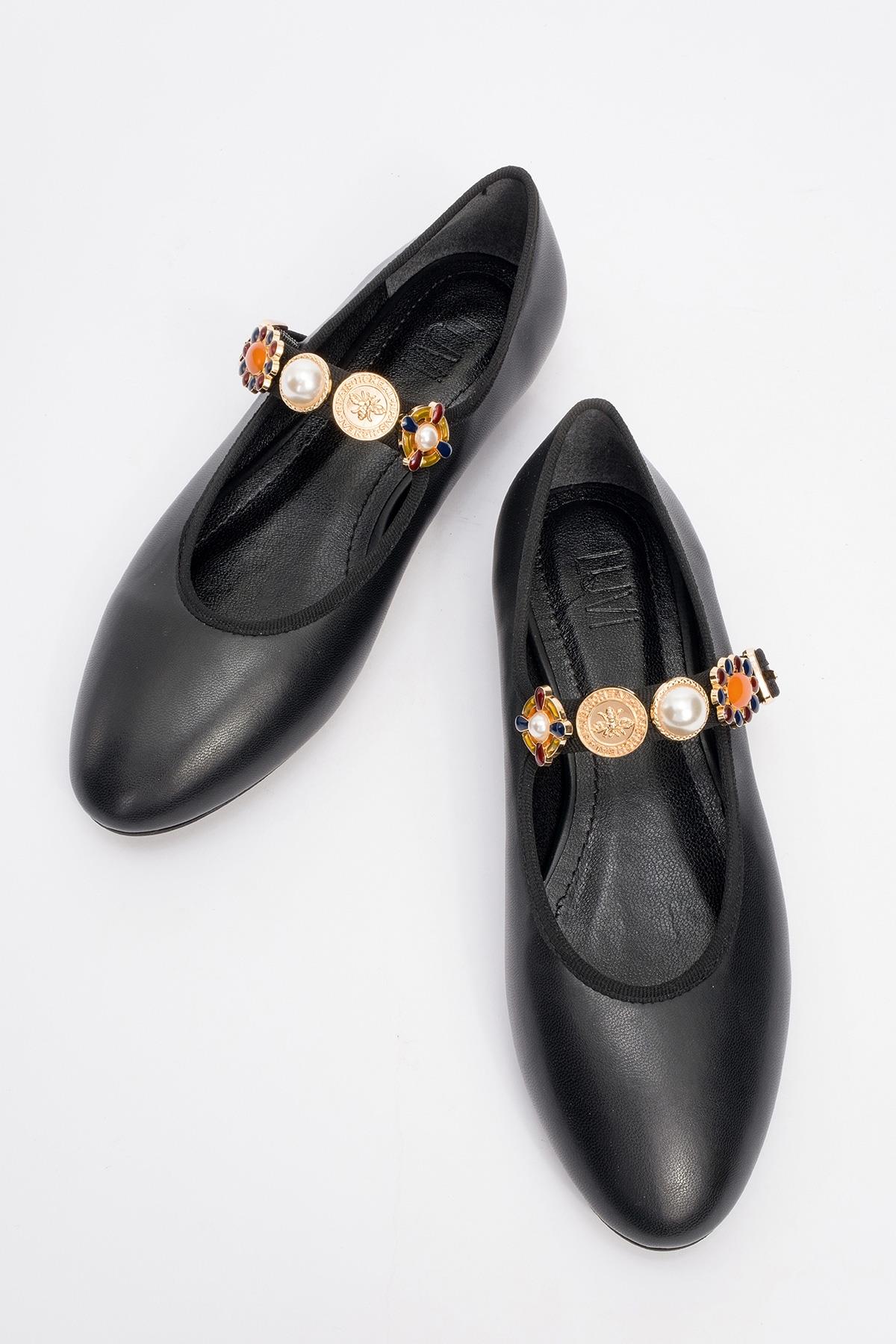 Lauras - Black Embellished Ballet Flat (Women)
