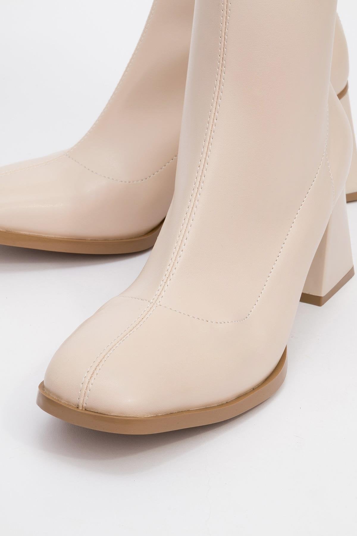 Plesa Beige Chunky Heel Boot (Women)