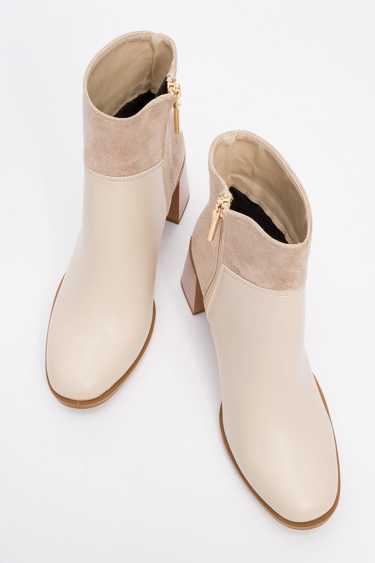 Ropa - Beige Block Heel Ankle Boot (Women)