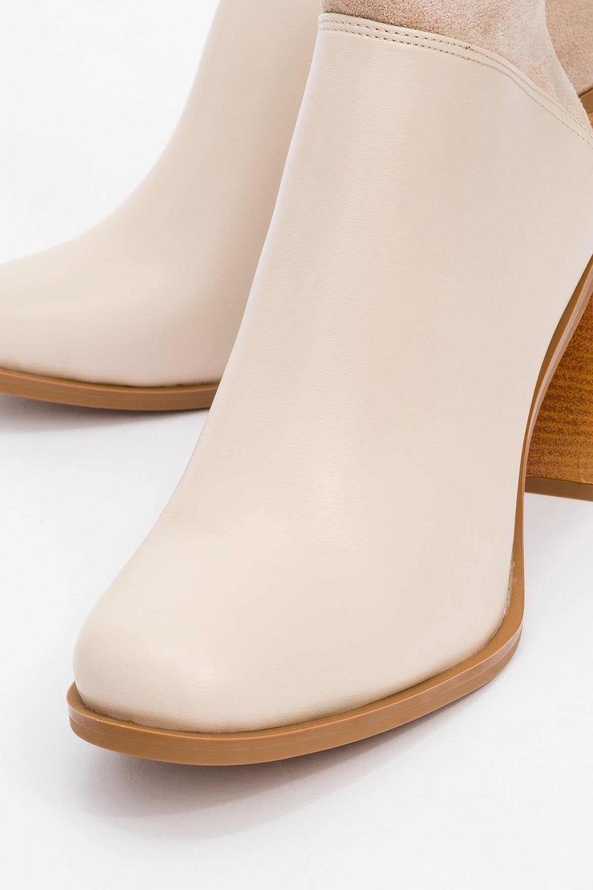 Ropa - Beige Block Heel Ankle Boot (Women)