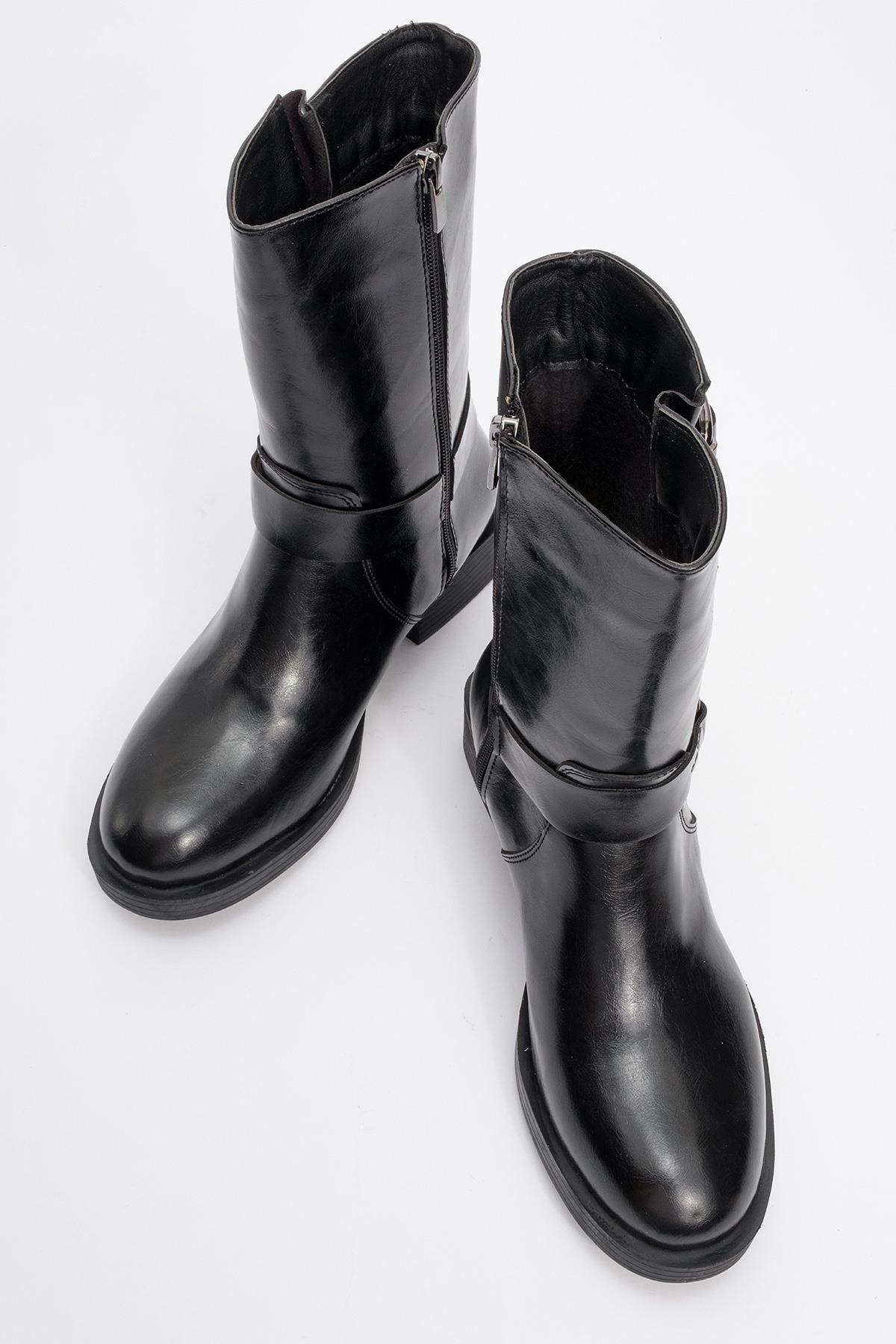 Fies Black Buckled Boot (Women)