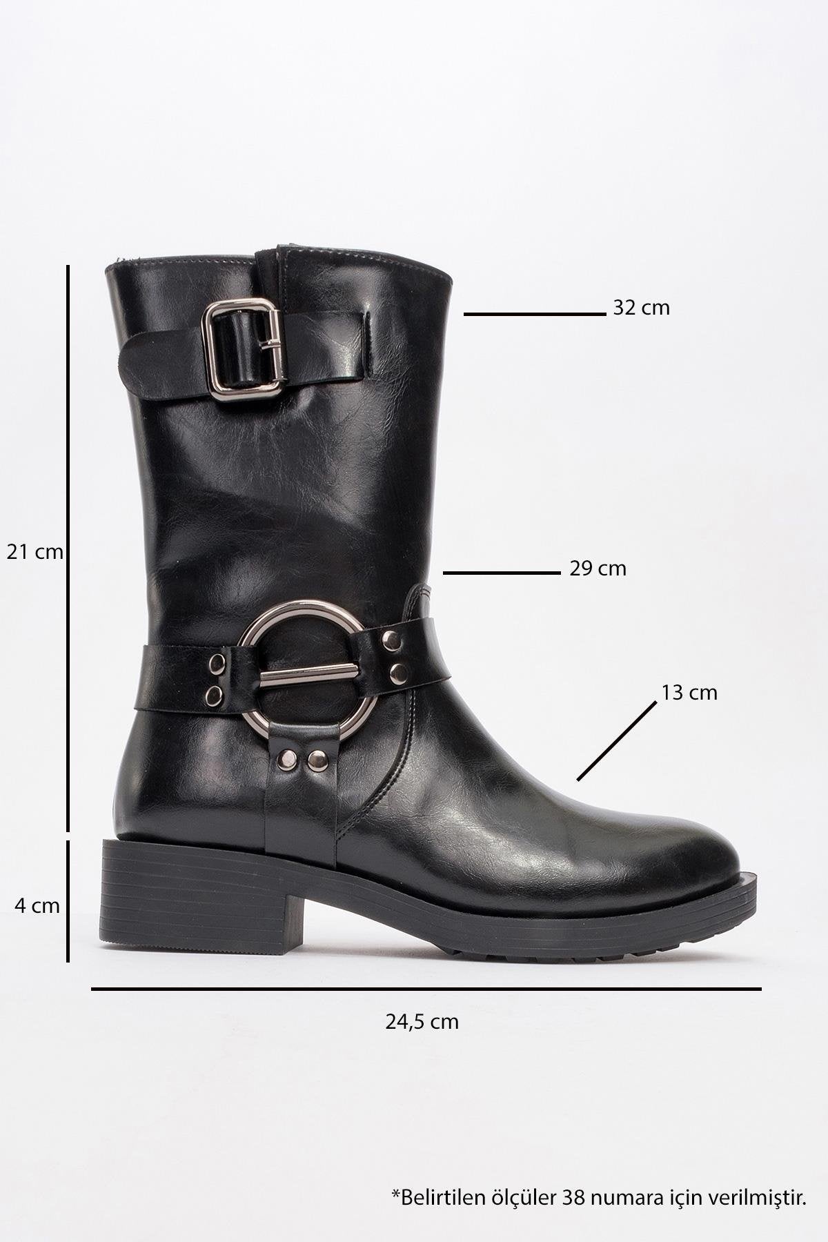 Fies Black Buckled Boot (Women)