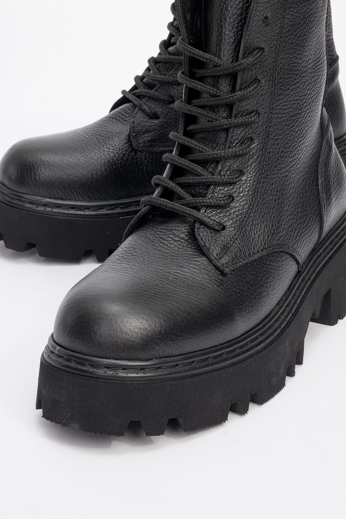 Tina Black Leather Ankle Boot (Women)