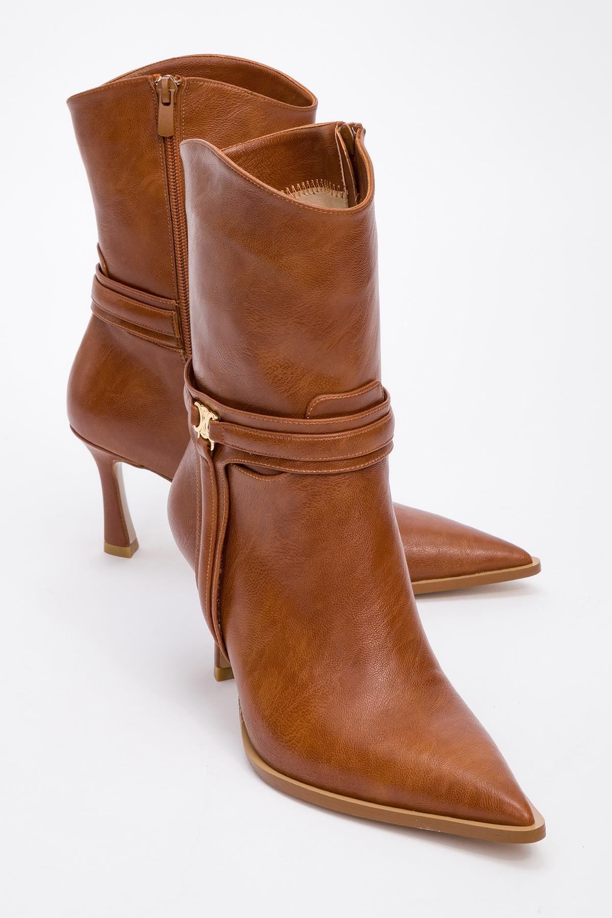 Berton - Cognac Zippered Pointed Toe High Heel Boot (Women)