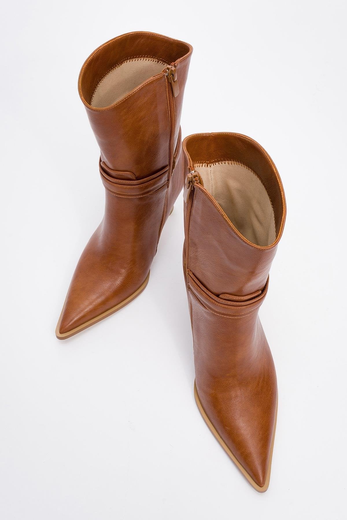 Berton - Cognac Zippered Pointed Toe High Heel Boot (Women)