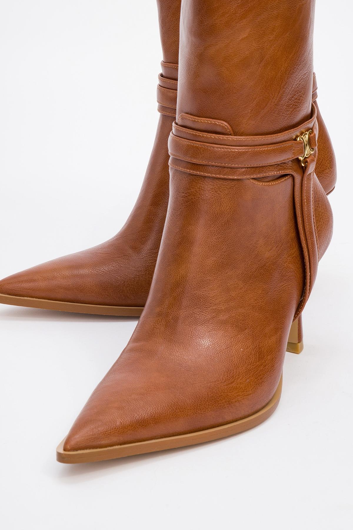 Berton - Cognac Zippered Pointed Toe High Heel Boot (Women)