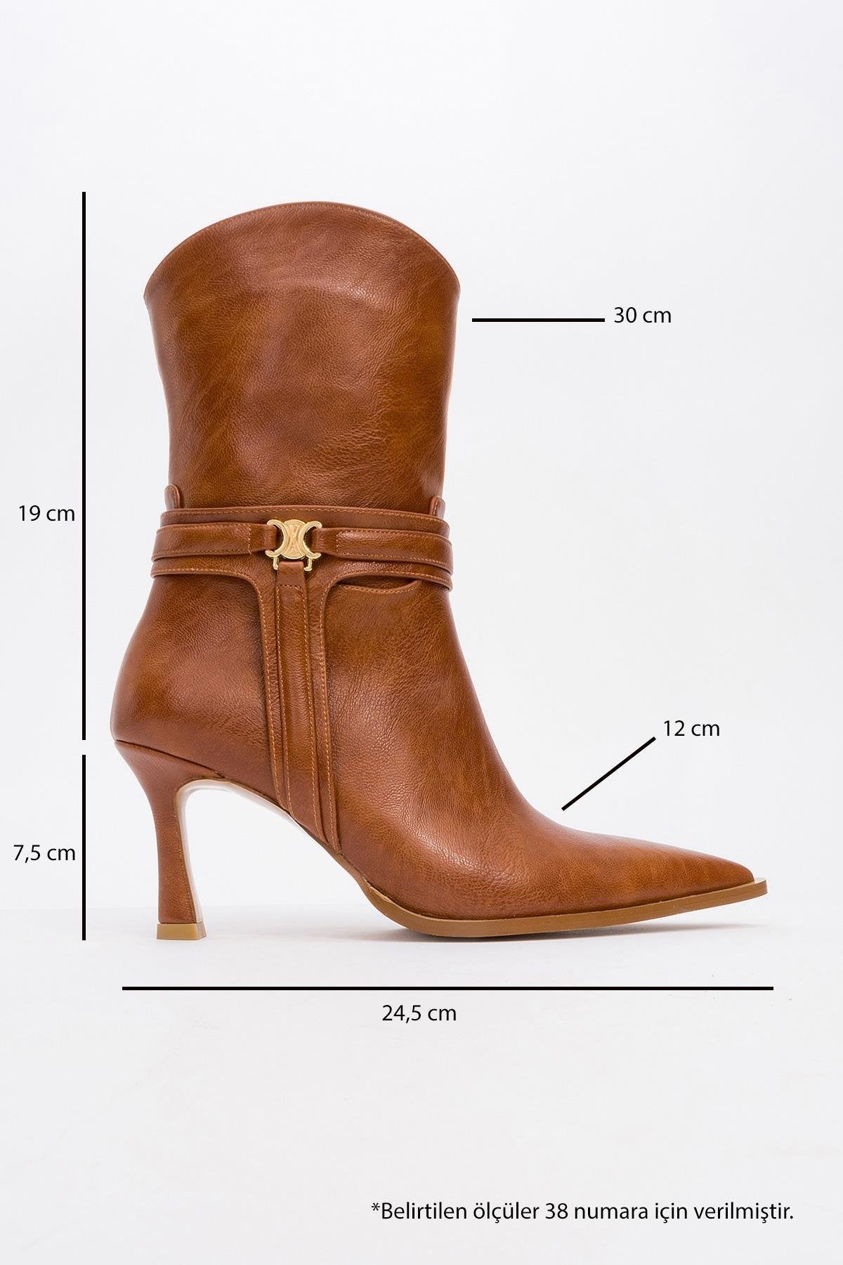 Berton - Cognac Zippered Pointed Toe High Heel Boot (Women)