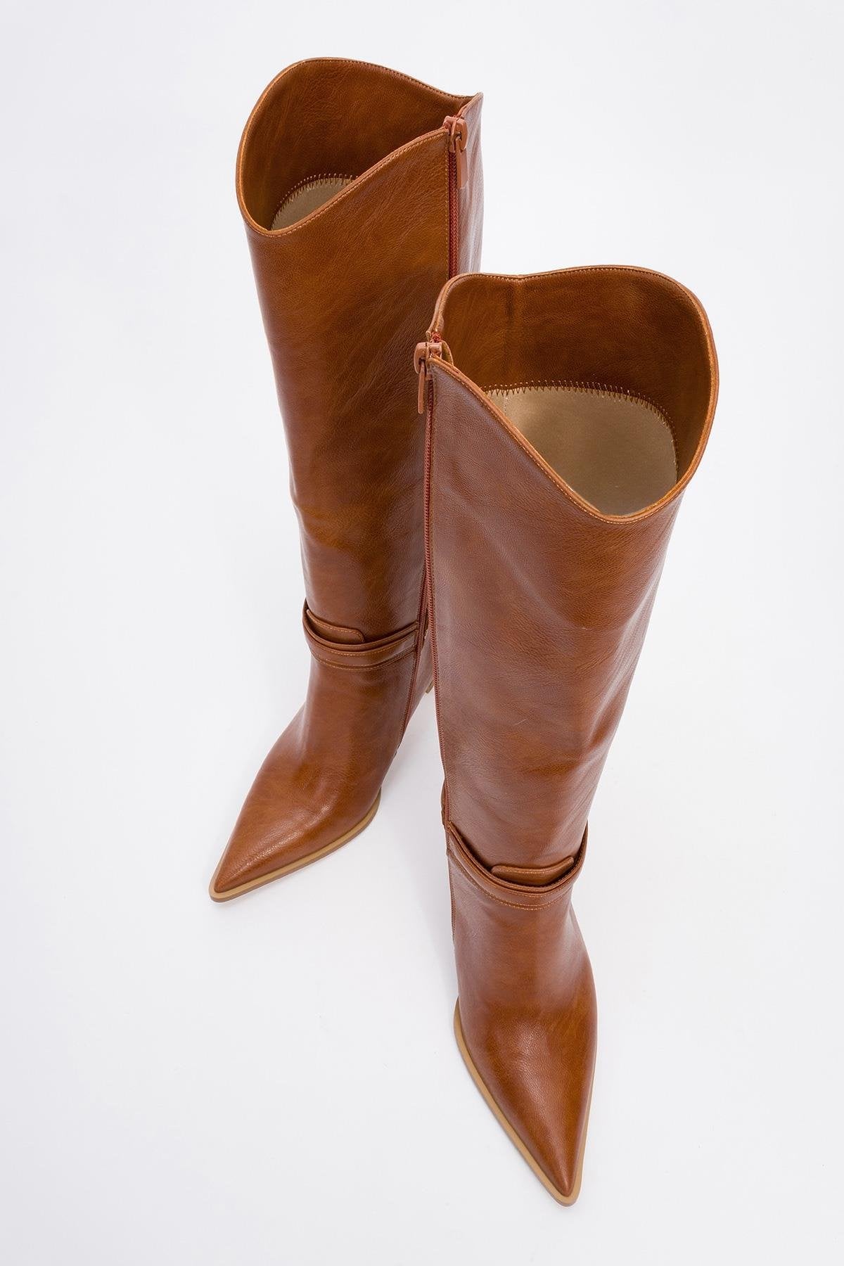 Melinka - Cognac Pointed Toe High Heel Boot (Women)