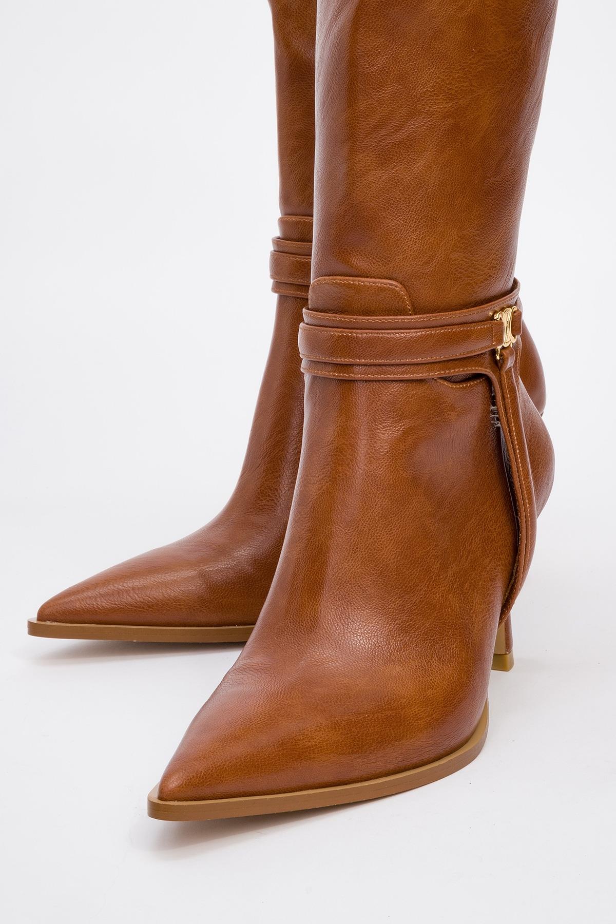 Melinka - Cognac Pointed Toe High Heel Boot (Women)