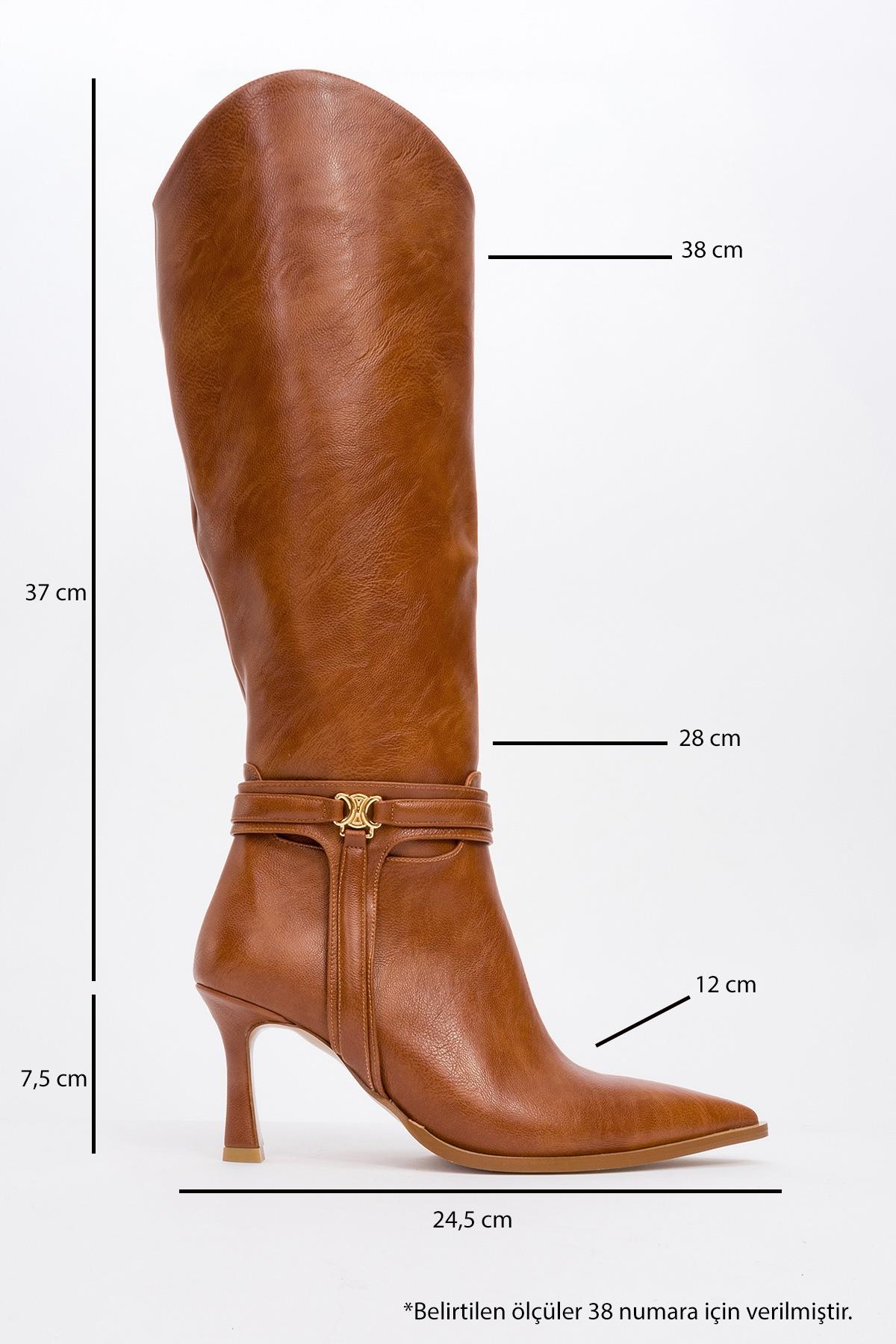 Melinka - Cognac Pointed Toe High Heel Boot (Women)