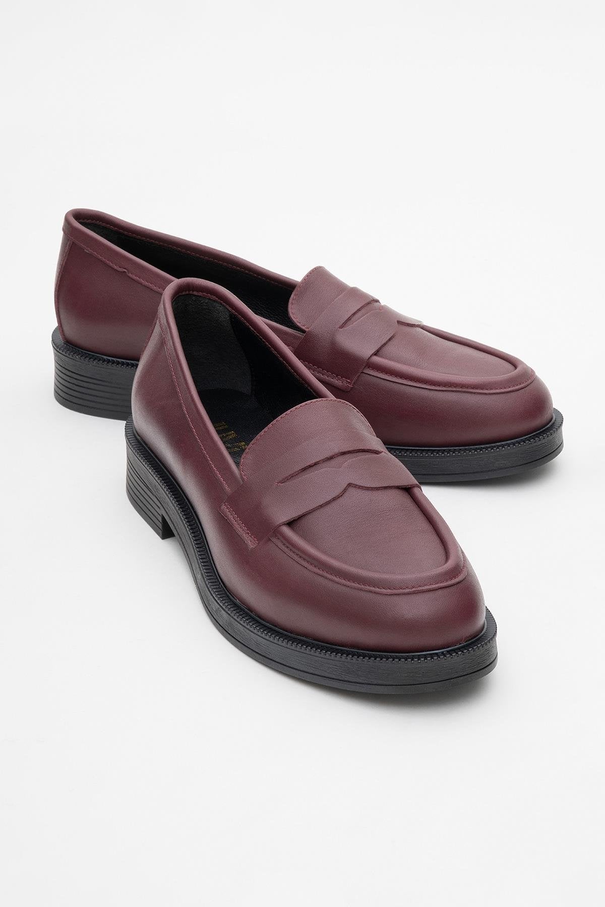 Bree - Burgundy Mate Platform Leather Loafers (Women)