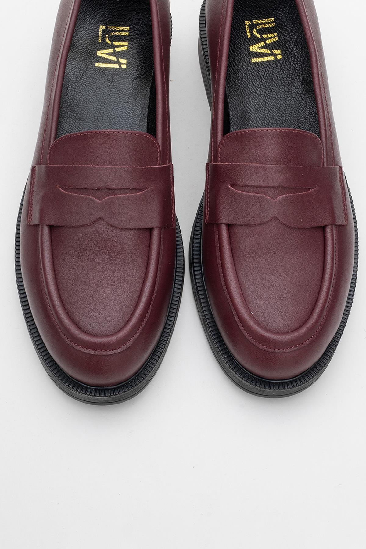 Bree - Burgundy Mate Platform Leather Loafers (Women)