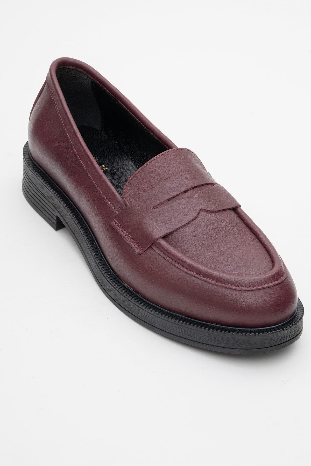 Bree - Burgundy Mate Platform Leather Loafers (Women)