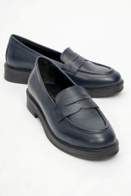 Bree - Navy Genuine Leather Loafer (Women)