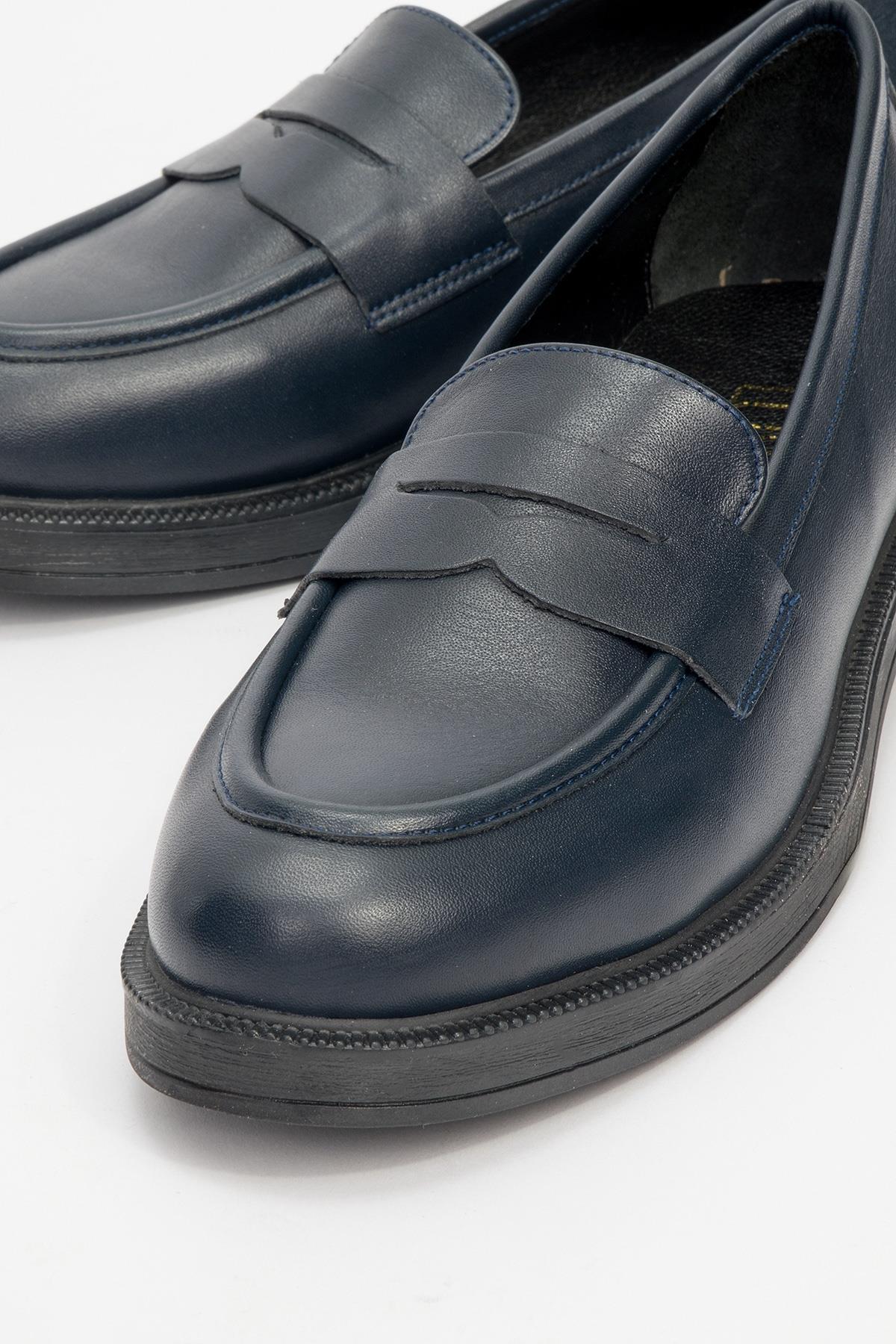 Bree - Navy Genuine Leather Loafer (Women)