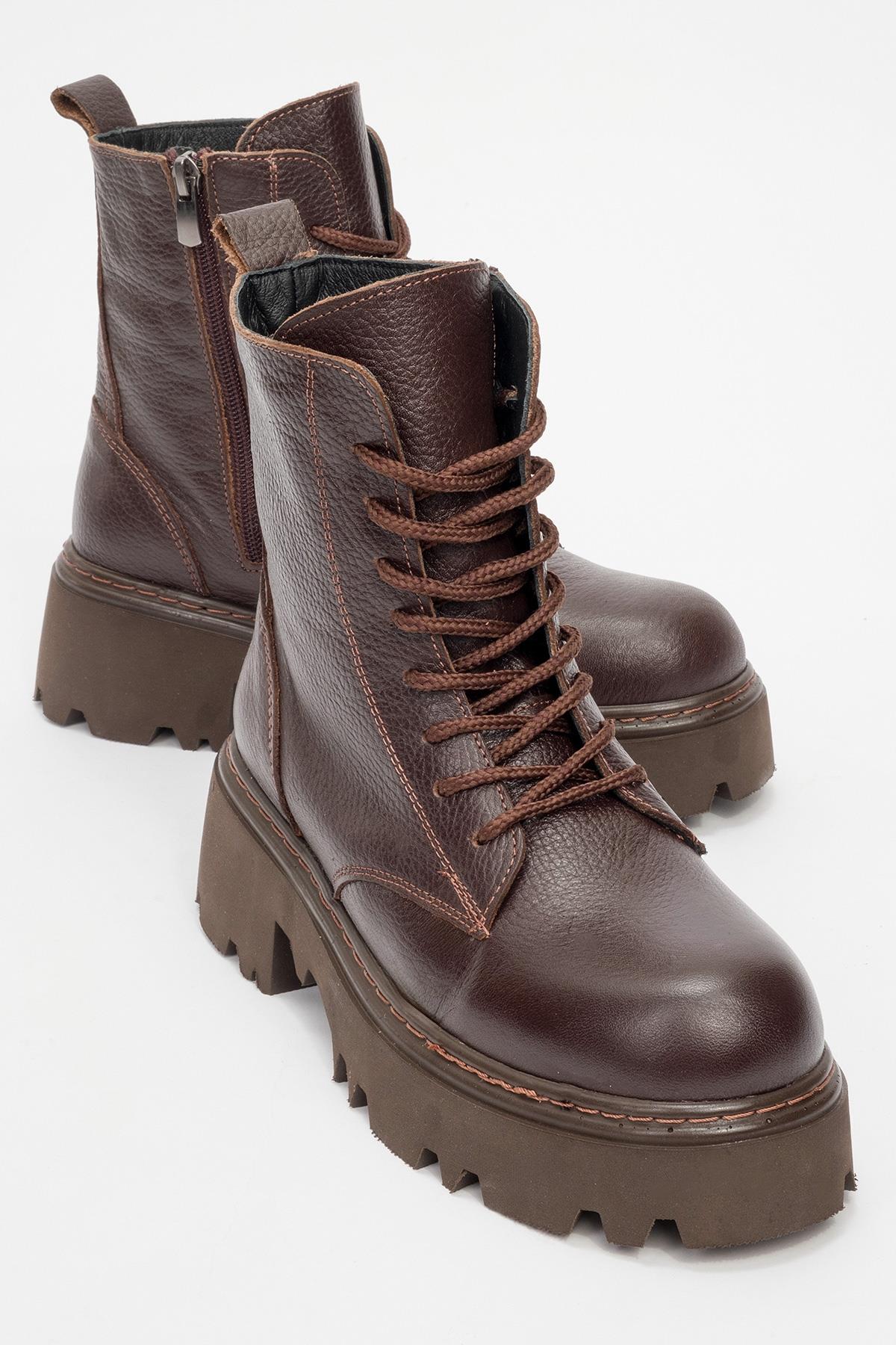 Tina Brown Leather Ankle Boot (Women)