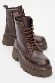 Tina Brown Leather Ankle Boot (Women)