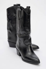 Sojo - Black Genuine Leather Block Heel Ankle Boot (Women)