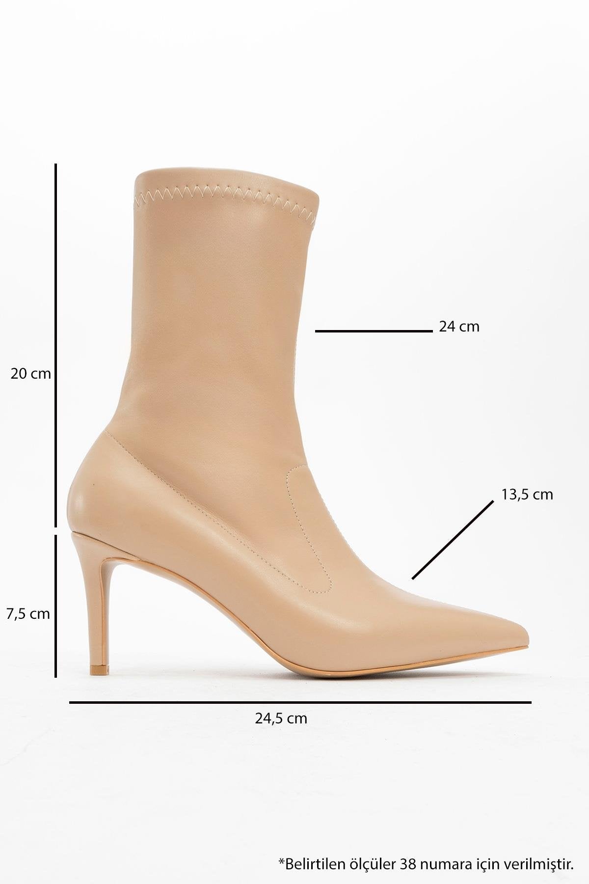 Thalin - Beige Pointed Toe Side-Zip Slim Heel Boot (Women)