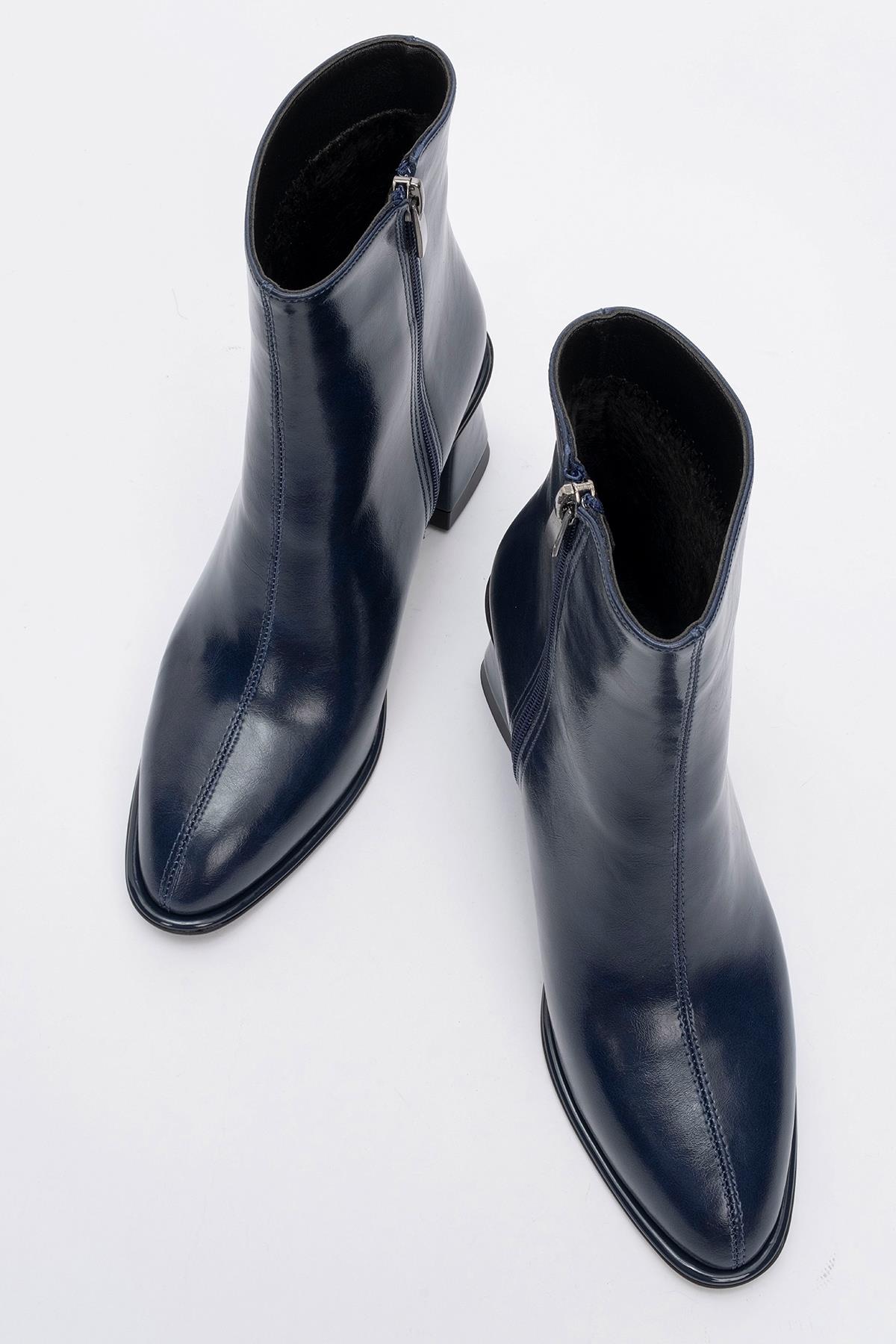 Alba - Navy Block Heel Boot (Women)