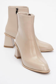 Alba Beige Block Heel Boot (Women)